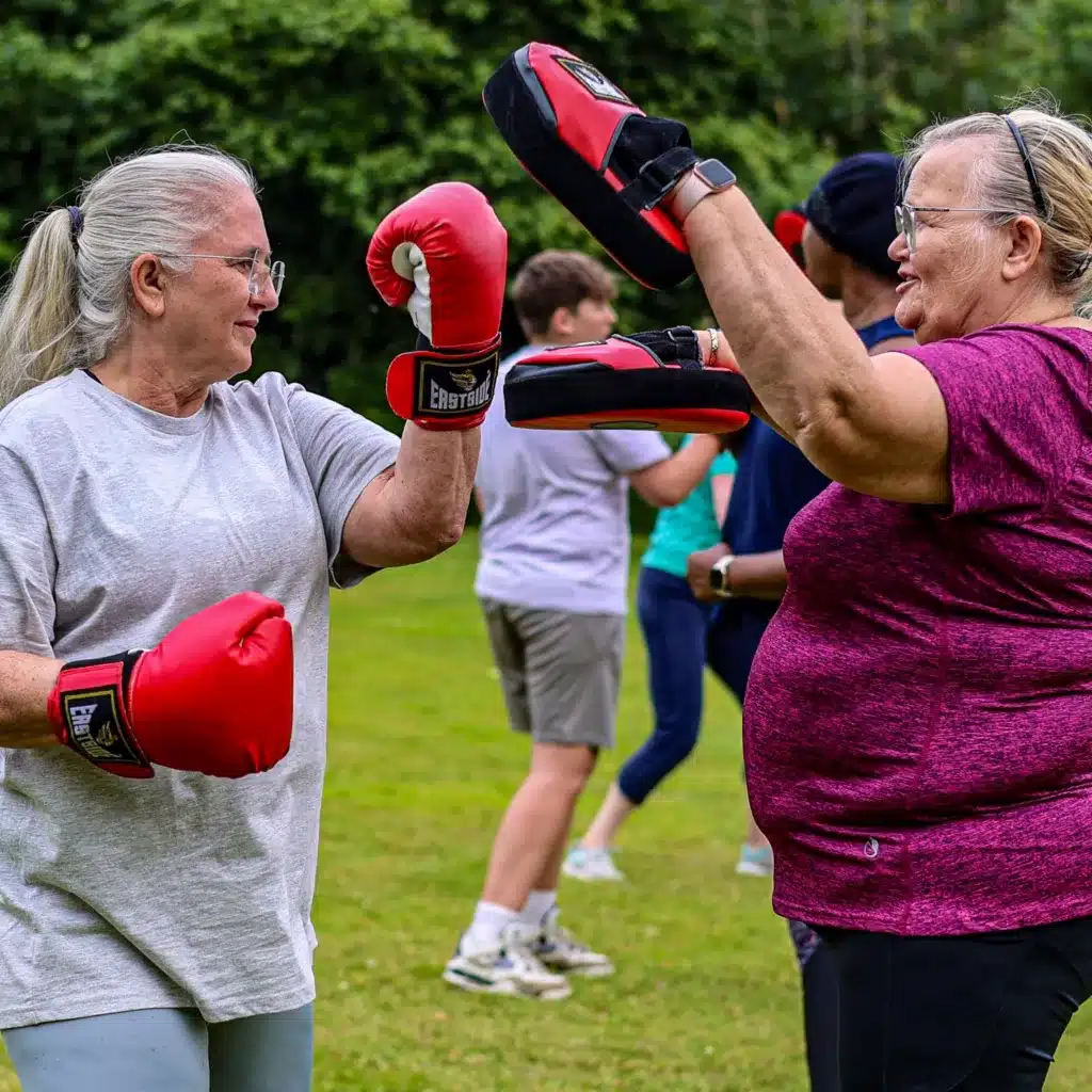 Our lovely ladies boxing on a weight loss retreat