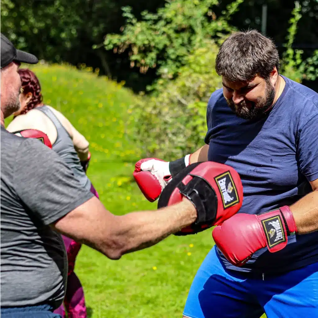 A client boxing on our boot camp holidays